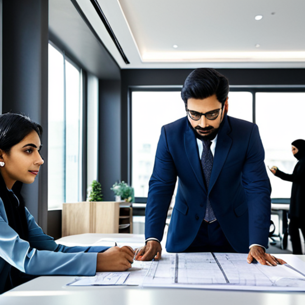 문화재수리 연봉 협상에서의 실수 피하기 - Modern Pakistani Architect**

"A professional Pakistani architect in a modern office setting, review...