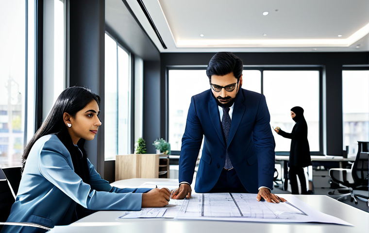 문화재수리 연봉 협상에서의 실수 피하기 - Modern Pakistani Architect**

"A professional Pakistani architect in a modern office setting, review...