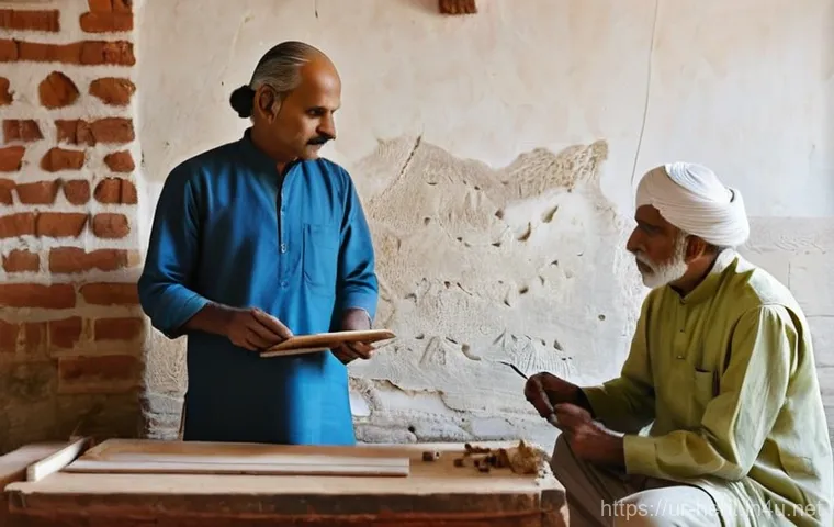 문화재수리 실습에서 발생하는 문제 해결법 - **Prompt:** A serene indoor scene depicting a multi-generational group dedicated to cultural heritag...