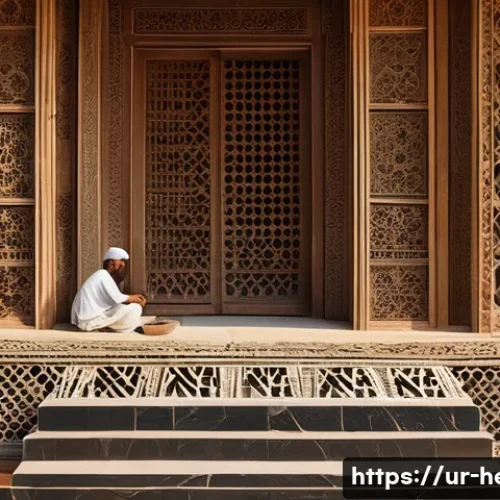 Home 30 문화재수리업 경력 개발 방법 - An intricate scene depicting skilled traditional craftsmen restoring an ancient mosque in Pakistan u...